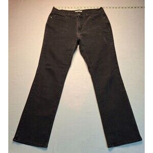Levi's 505 Straight Fit Black Jeans Mid Rise Women's Size 31 Stretch Dark Wash